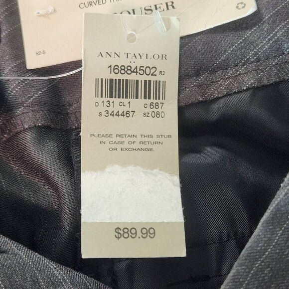 Ann Taylor Gray Pinstripe Trousers NWT Size 8 Gray Stripe Dress Pants - Picture 8 of 10